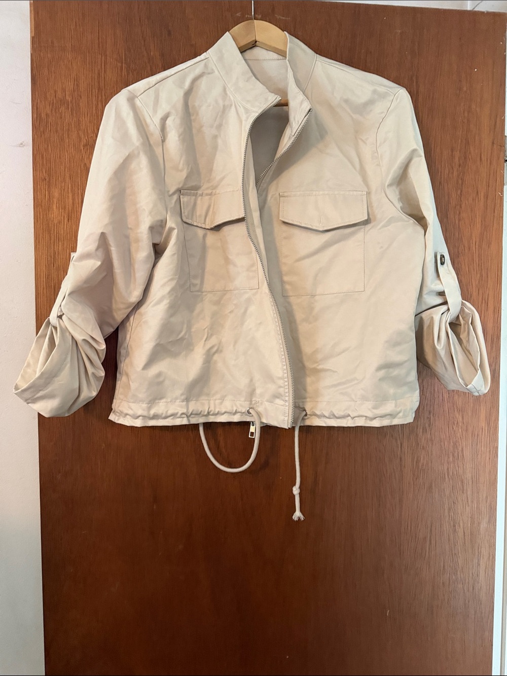 Beige Women's Lightweight Zip-Front Jacket